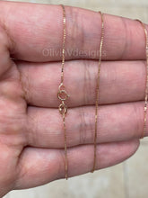 Solid 14K Rose Gold Box Chain Necklace .7mm, Delicate Dainty Layered Necklace, Everyday Necklace, Simple chain, Minimalist